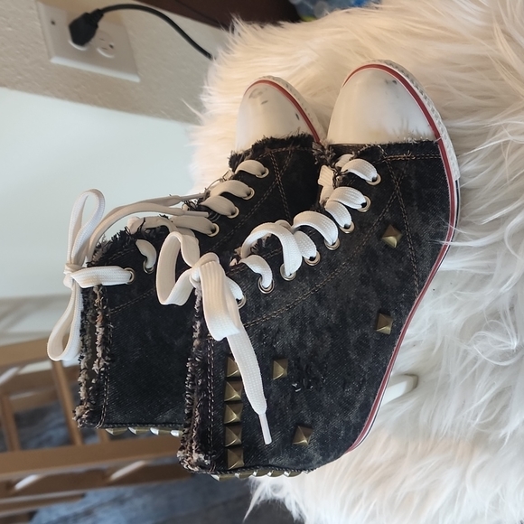 New denim ankle high heel boots/shoes - Picture 2 of 5